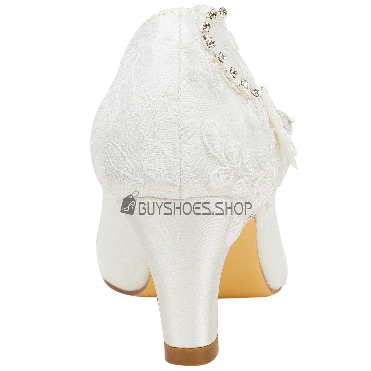 Affordable Closed Toe Chunky Heel With Flower Dress Shoes Bridals