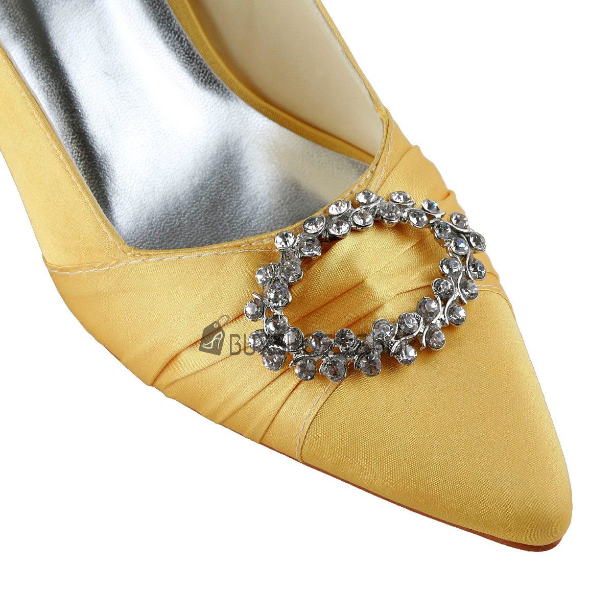 Online Party Shoes Yellow Beautiful Kitten Heel Bridal Shoes