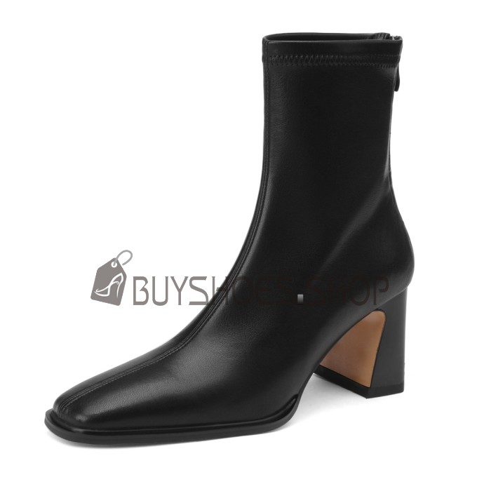 Klassisch Gefütterte Mit Blockabsatz 7 cm Mittlerer Absatz Elegante Sock Boots Lackschuhe 2022 Stiefeletten Damenstiefel