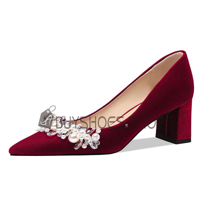 Burgundy heels 2025 with rhinestones