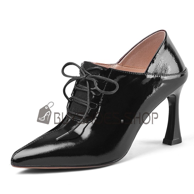 Scarpe Cerimonia A Punta Oxford Scarpe Donna Tacco A Spillo Tacco Alto In Vernice Stringate