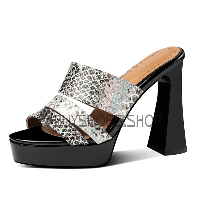 Sandalen Mit Blockabsatz Absatzschuhe Glitzer Mit 10 cm High Heel