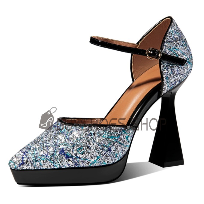 Lacci Caviglia Scarpe Da Sera Sandali Glitter Eleganti Tacchi Alto 10 cm Moda