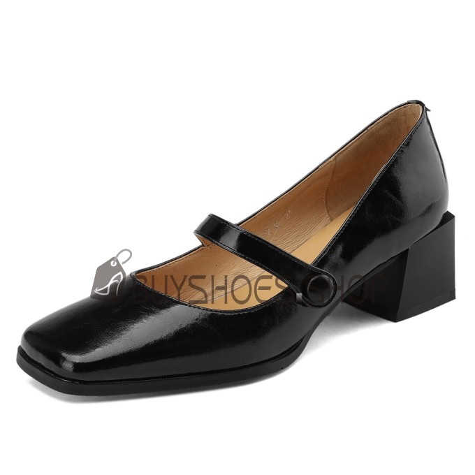 Mode Pumps Mit Blockabsatz Schlupfschuh Karree Leder cm
