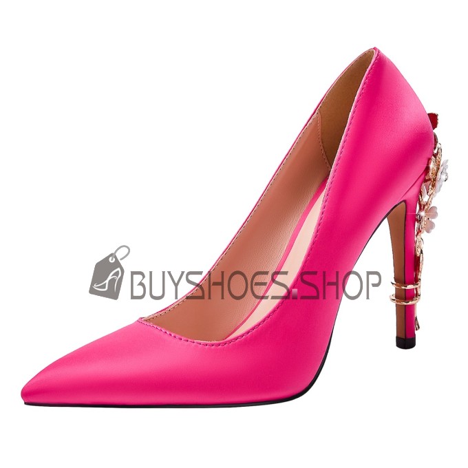 Chaussure Pour Femme Chaussure De Soirée A Talon Satin Ceremonie Élégantes Fleurs Rose Fushia Escarpin Talon Aiguille