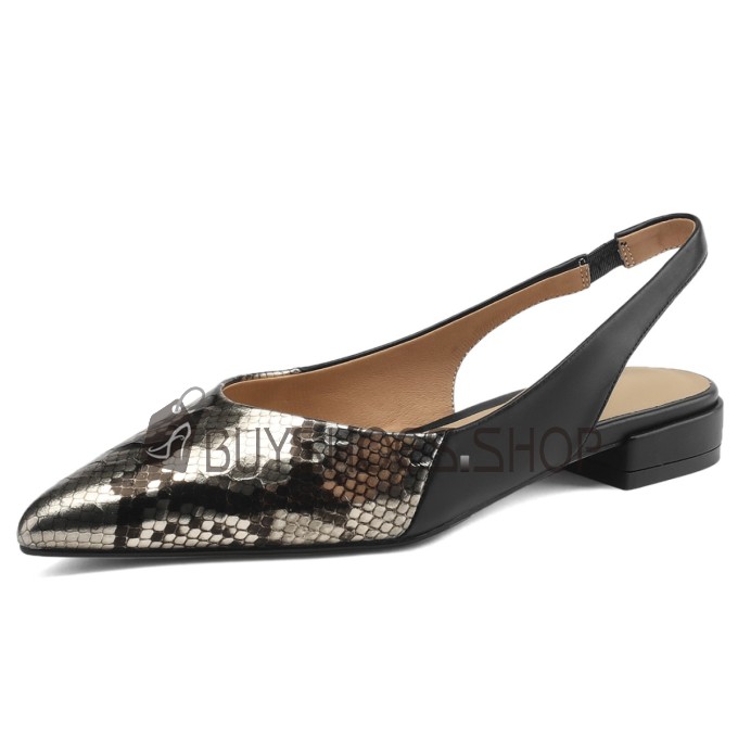 Moderne Schlangenmuster Comfort Business Casual Flache Schuhe Damen Ausgehen Slingpumps