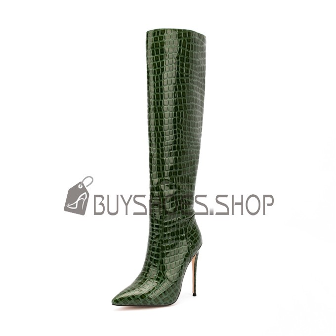 Vernis Sexy Bottes Hautes Classique Serpent Cuir Talons Hauts