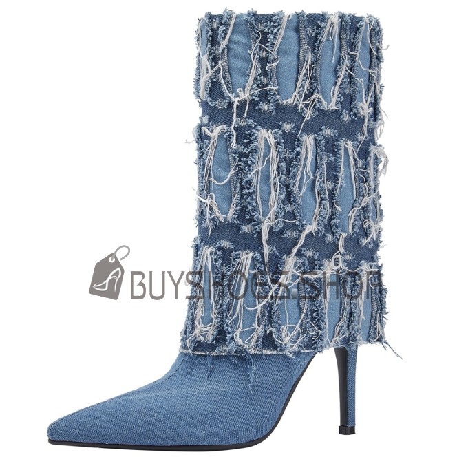 Boots Femme Bottine Femme Talons Aiguilles À Talon Moderne Bleu Ciel