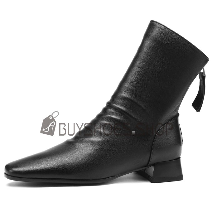 Damen Absatz Stiefeletten Leder Schwarz Absatz Trippen, Line Happy Damen  Absatz-Stiefelette, Schwarz » Bei Mbaetz