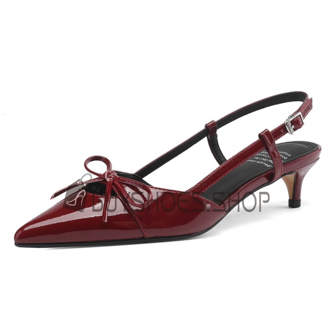 Tacchi Basso 4 cm Sandalo Moda Tacco A Spillo Kitten Heel A Punta Elegante Con Fiocco 2023 Cerimonia Business Casual