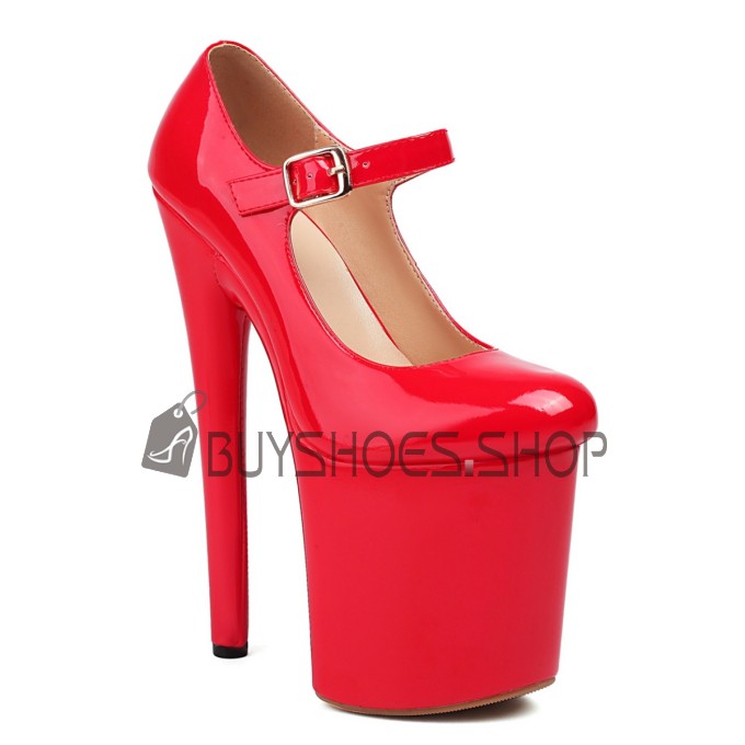 Online Pumps Patent Leather 8 inch Extreme High Heel Belt Buckle Stiletto Heels 2024 5724190455F BuyShoes.Shop