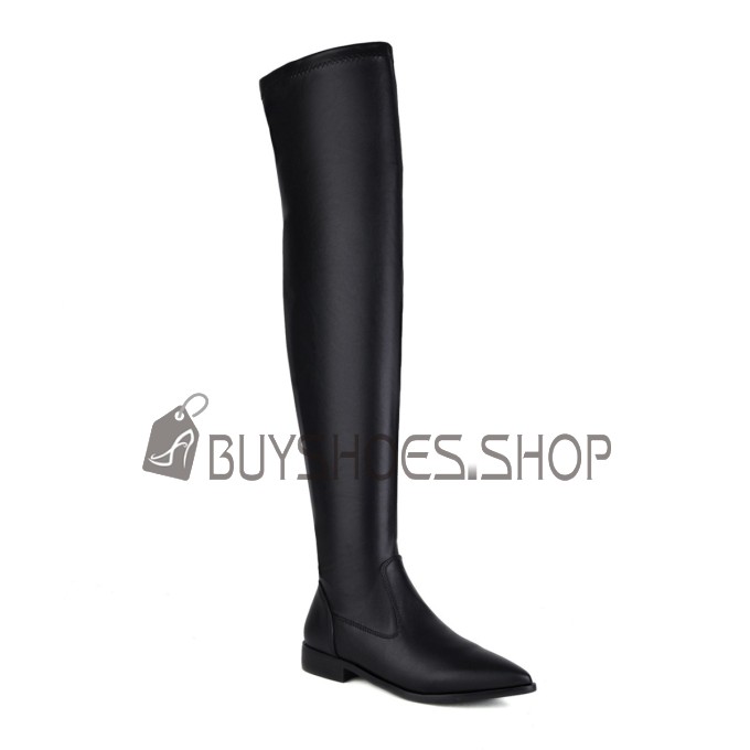 Stiefel Moderne Flach Winter Overknee Bequeme Sock Lederimitat Gefütterte