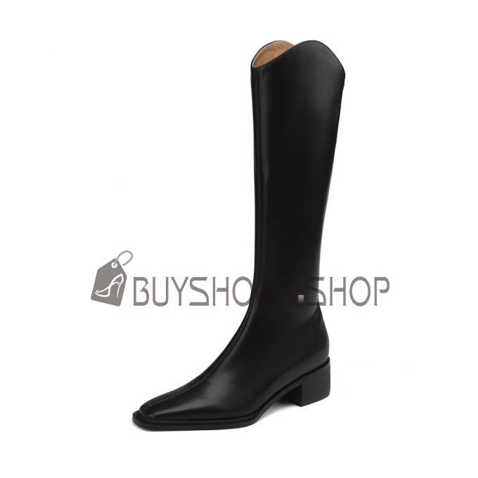 Cheap Riding 2 inch Low Heel Tall Boot Knee High Boots Block Heels Classic Vintage Thick Heel 7622180928F BuyShoes.Shop