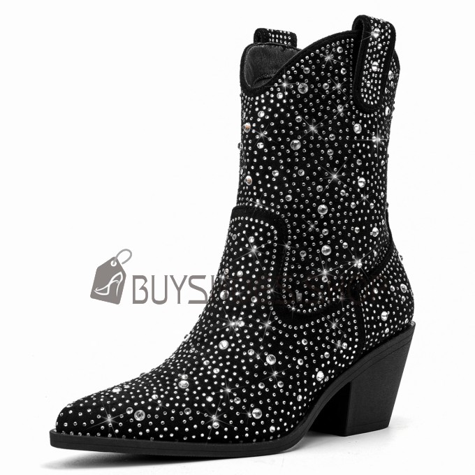 Bruine leren cowboylaarzen met sierstiksels | Brown