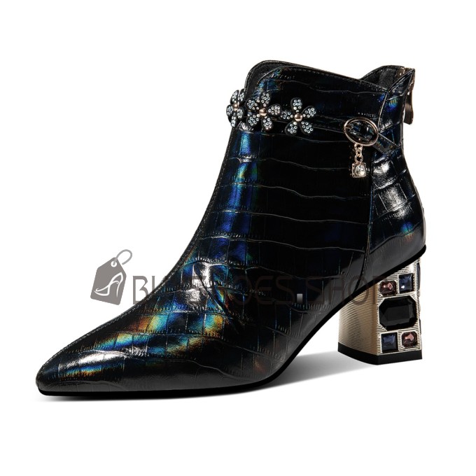 Buy 2022 Sparkly Black Formal Dress Shoes Mid Heels Fur Lined Going Out  Shoes Ankle Boots Gradient Elegant Chunky Comfortable Leather Block Heel  8121211166F | BuyShoes.Shop