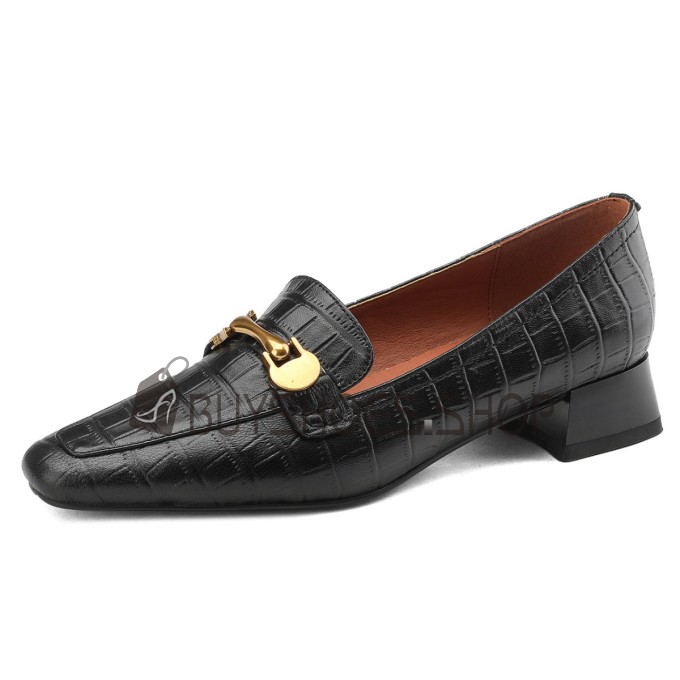 Vintage Talon Epais Talon Carre Petit Talon Business Casual Relief Confort Loafers Cuir Imprime Crocodile Chaussures Acheter 8823010296F BuyShoes.Shop