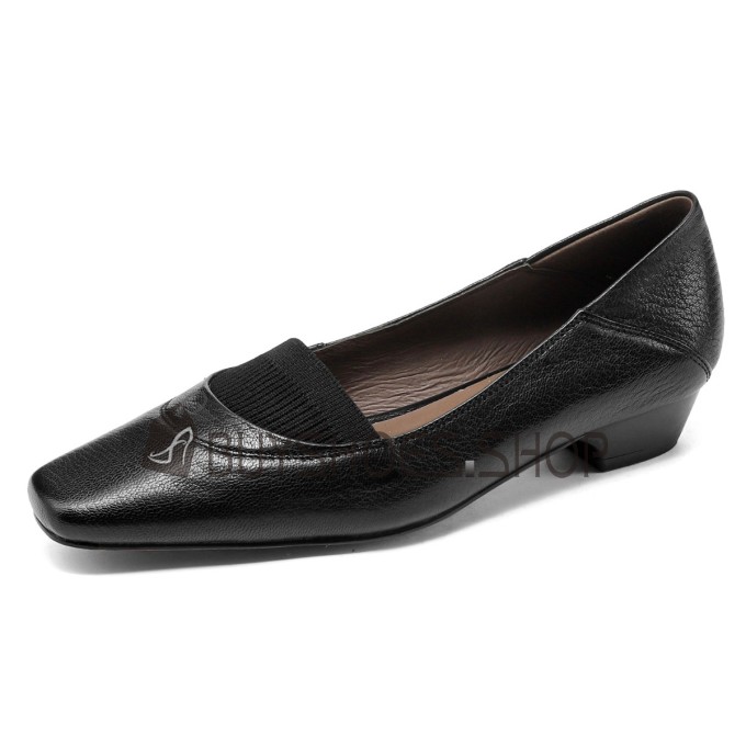 Blok Hak Leren Loafers Dames Schoenen Dames Vintage Klassiek Met