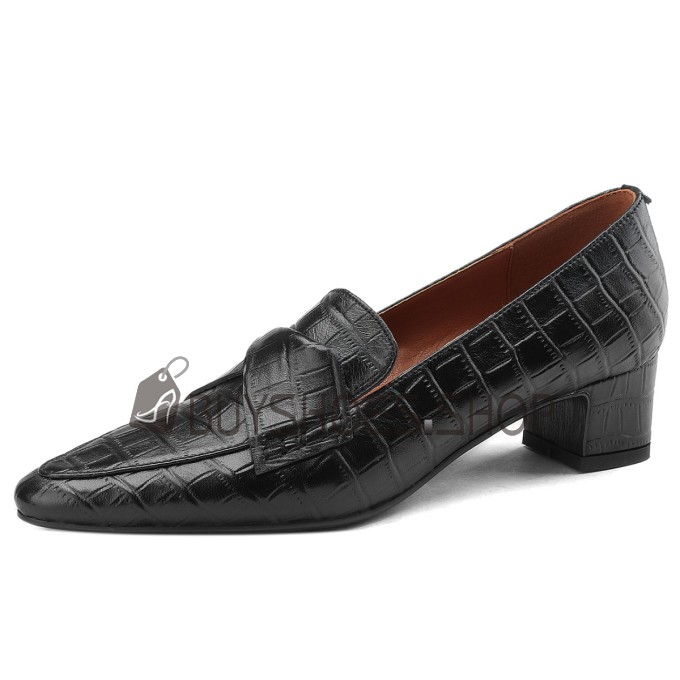 Business Casual Lage Hak Comfortabele Leer Damesschoenen Instappers Dames Vintage Formele Blokhak Online 9823010284F BuyShoes.Shop